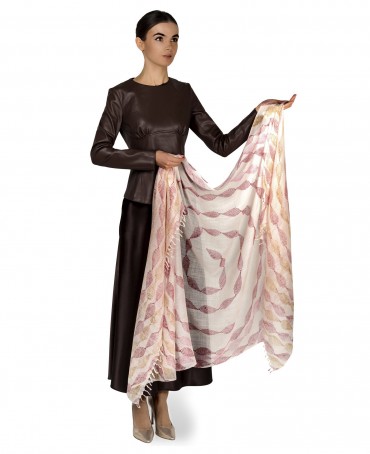 Палантин Унисекс HAND.W40-LEAFS/WH.ROSE